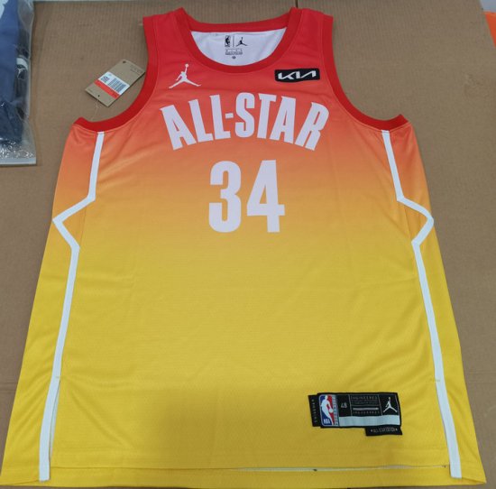 34 Antetokounmpo 2023 NBA All star games jersey yellow